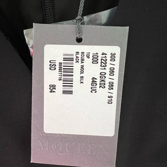 Alexander McQueen Black Scuba Wool Silk Top Size 44 - Picture 5 of 7